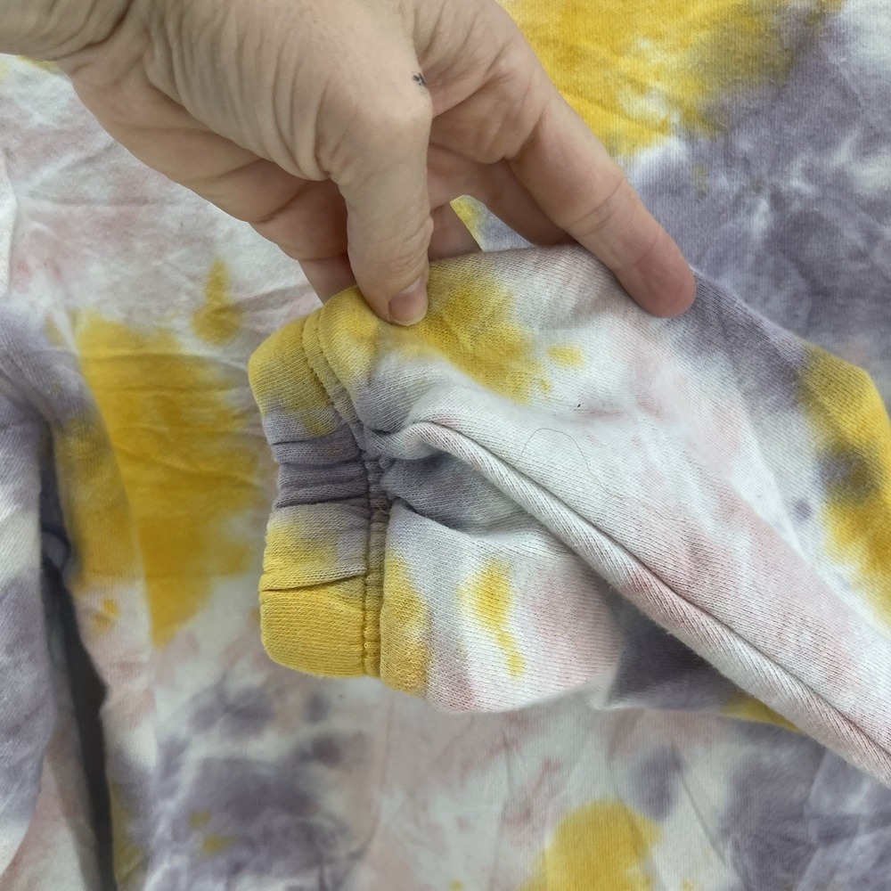 Vans Women's Tie Dye Cropped Sweatshirt XS Elastic Cuff Yellow Pink Purple Skate - Picture 5 of 9